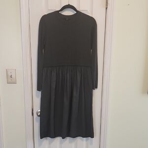 COS Contrast Panel Long Sleeve Dress Dark Green Size Small